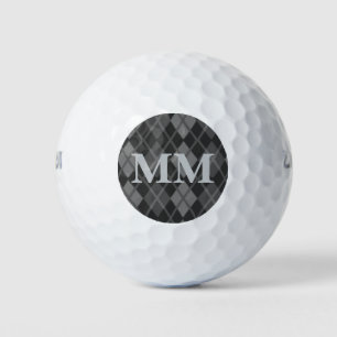 Balles De Golf Monogramme noir et gris initial