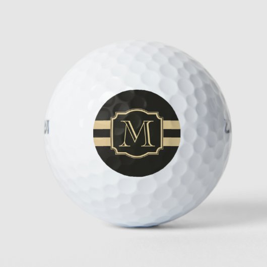 Balles De Golf Monogramme noir et or (Devant)