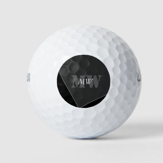 Balles De Golf Monogramme noir gris artistique moderne (Devant)