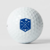 Balles De Golf Monogramme Nom bleu Personnalisé (Recto)