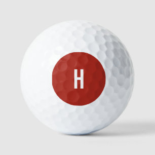 Balles De Golf Monogramme Nom Initiales Minimaliste Brique Rouge