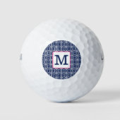 Balles De Golf Monogramme octogonal blanc et marine Prépa (Devant)