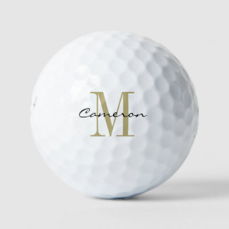 Balles De Golf Monogramme Or initial et nom cadeau personnalisé