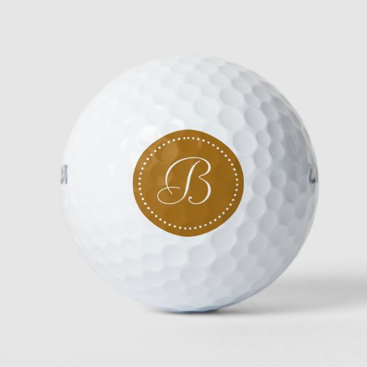Balles De Golf Monogramme Or Mat avec Points (Devant)
