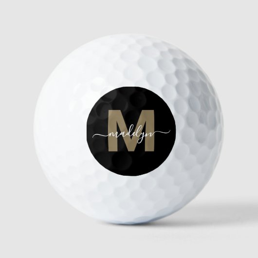 Balles De Golf Monogramme Or Nom initial Personnalisé (Recto)
