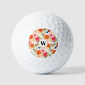 Balles De Golf Monogramme Orange Floral Golf Balls (Recto)