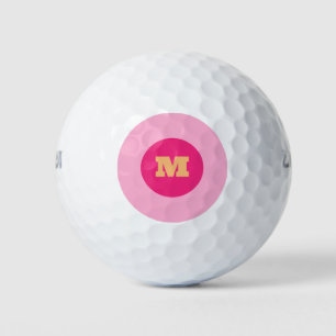 Balles De Golf Monogramme orange rose clair simple Golfeur modern
