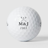 Balles De Golf Monogramme Personnalisé Date de Mariage et d'Anniv (Devant)