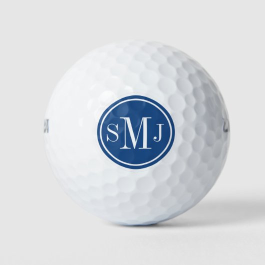 Balles De Golf Monogramme personnalisé et cadre bleu classique (Devant)