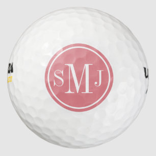 Balles De Golf Monogramme personnalisé et cadre de glace fraise