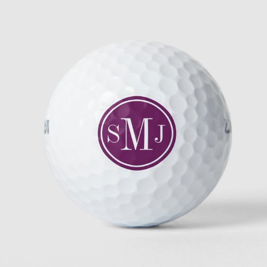 Balles De Golf Monogramme personnalisé et cadre Magenta violet (Devant)