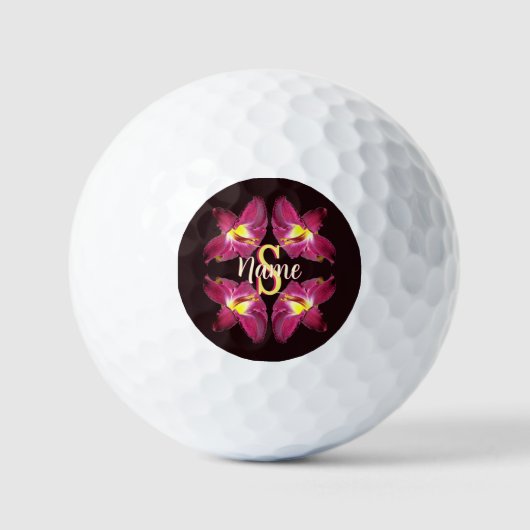 Balles De Golf Monogramme personnalisé Initiale Nom Art Lily (Recto)