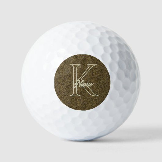 Balles De Golf Monogramme personnalisé initiale nom feuille flora (Recto)