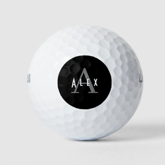 Balles De Golf Monogramme personnalisé moderne noir et blanc (Devant)