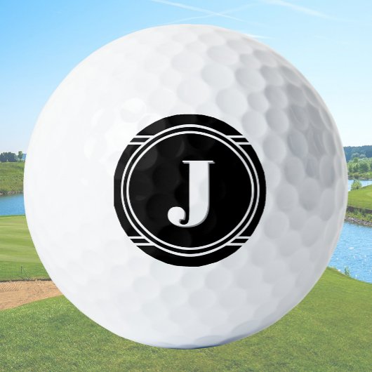 Balles De Golf Monogramme personnalisé noir élégant moderne