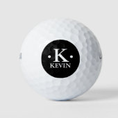 Balles De Golf Monogramme personnalisé noir et blanc 1 lettre (Devant)