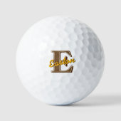 Balles De Golf Monogramme personnalisé Nom initial Brown et jaune (Recto)