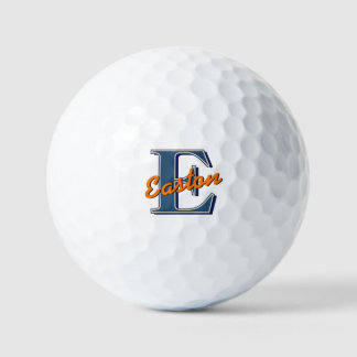 Balles De Golf Monogramme personnalisé Nom Marine Bleu et orange