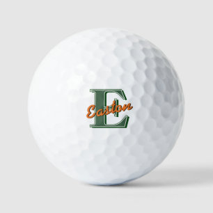 Balles De Golf Monogramme personnalisé Nom Vert foncé et orange