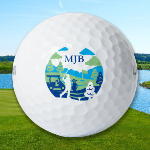 Balles De Golf Monogramme personnalisé Parcours Pittoresque Rétro