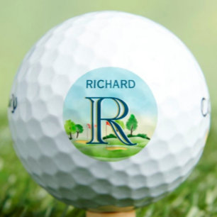 Balles De Golf Monogramme personnalisé Pittoresque Prénom du cour