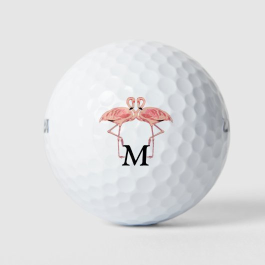 Balles De Golf Monogramme personnalisé Son et ses Flamants roses  (Devant)