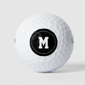 Balles De Golf Monogramme Personnel Noir Classique (Devant)