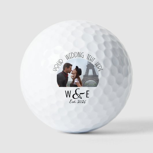 Balles De Golf Monogramme Photo Art Déco Mariage Golf Balls (Recto)