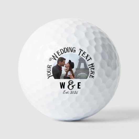 Balles De Golf Monogramme Photo Texte Mariage Boules de golf (Recto)