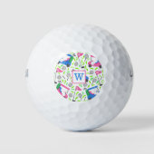 Balles De Golf Monogramme Pink Blue Green Golf Preppy (Devant)