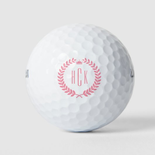 Balles De Golf Monogramme Pink Laurel Wreath Golf Balls (Devant)