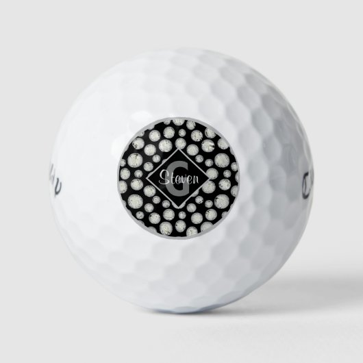 Balles De Golf Monogramme Pois noir et gris (Devant)