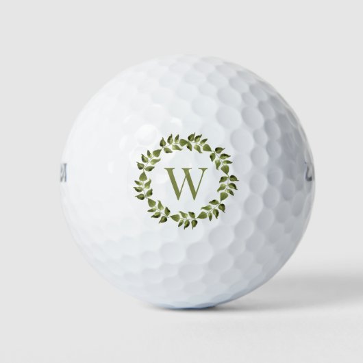 Balles De Golf Monogramme Première couronne végétale verte (Devant)