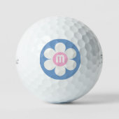 Balles De Golf Monogramme Puissance initiale Fleur Maisson rose e (Recto)
