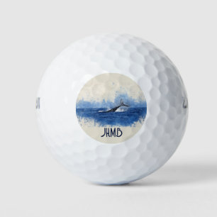 Balles De Golf Monogramme Queue de Baleine Océan Faune Marine