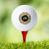 Balles De Golf Monogramme Retro Super Daisy Checkerboard