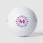 Balles De Golf Monogramme Rose Black Stars (Devant)