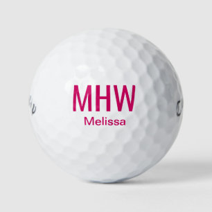 Balles De Golf Monogramme rose chaud moderne