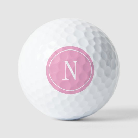 Balles De Golf Monogramme rose et blanc moderne (Recto)