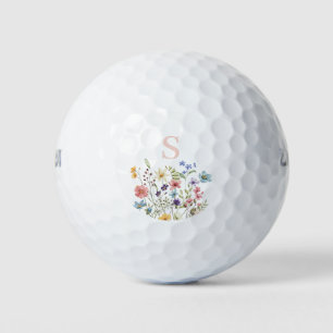 Balles De Golf Monogramme rose Floral