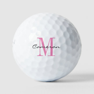 Balles De Golf Monogramme rose initial et nom cadeau personnalisé