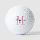 Balles De Golf Monogramme rose initial et nom personnalisé (Recto)