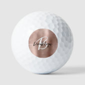 Balles De Golf Monogramme rose métal brossé or (Recto)