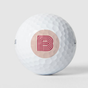 Balles De Golf Monogramme rose moderne Initiale personnalisée