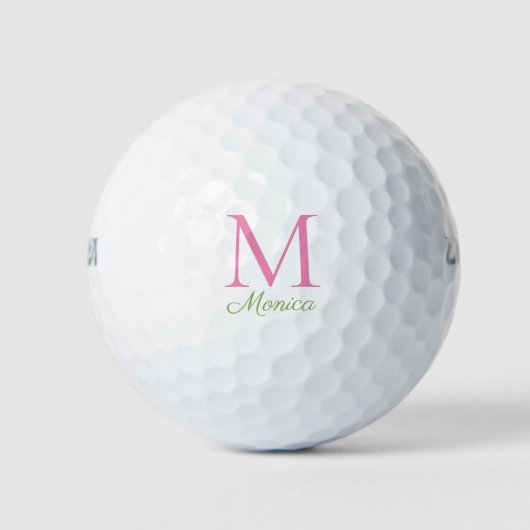 Balles De Golf Monogramme rose personnalisé (Devant)