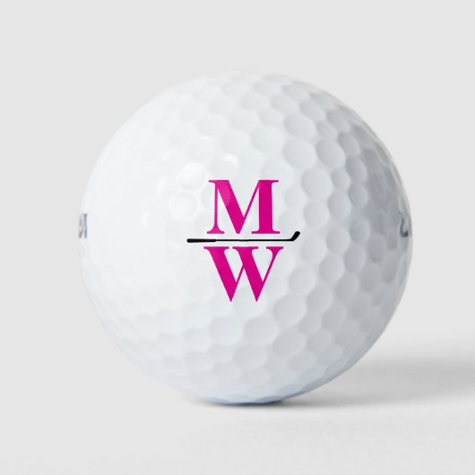 Balles De Golf Monogramme rose personnalisé à 2 initiales (Devant)