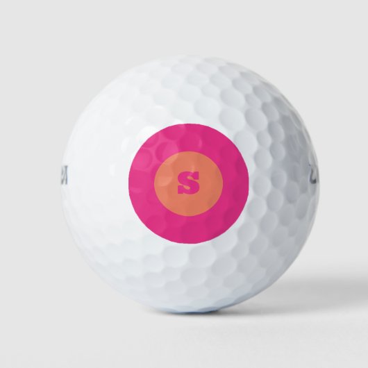 Balles De Golf Monogramme rose simple Moderne Design Gras (Devant)