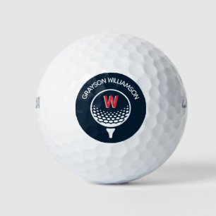 Balles De Golf Monogramme Rouge Blanc & Bleu