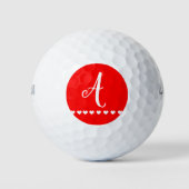 Balles De Golf Monogramme rouge et blanc initial (Devant)