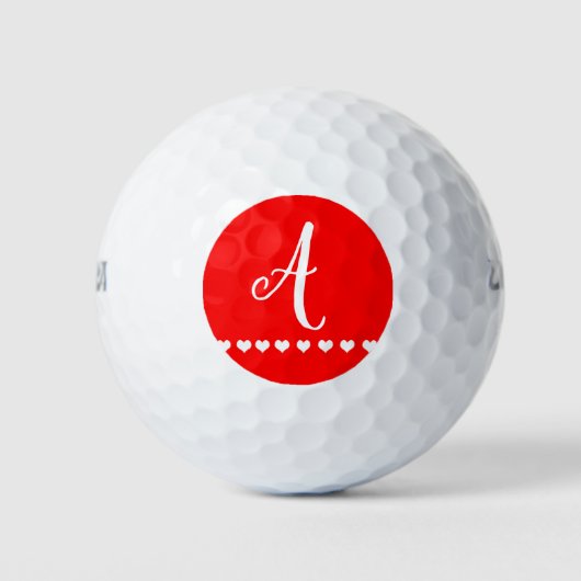 Balles De Golf Monogramme rouge et blanc initial (Devant)